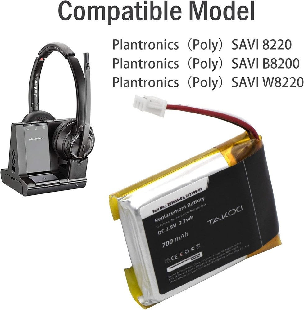 (2-Pack) Replacement Battery for Plantronics (Poly) SAVI 8220 Series Wireless He