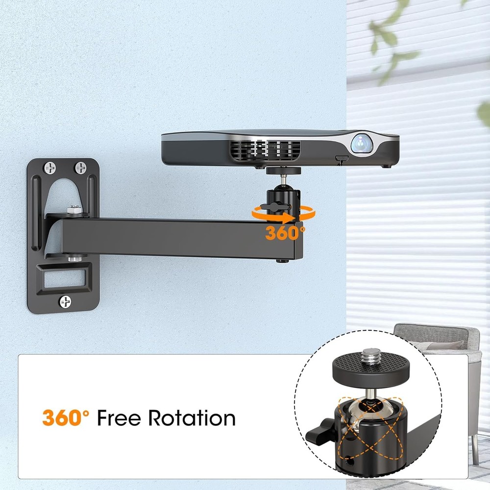Mini Ceiling Wall Projector Mount Stand- Adjustable Tilt&Swivel Hanging Black