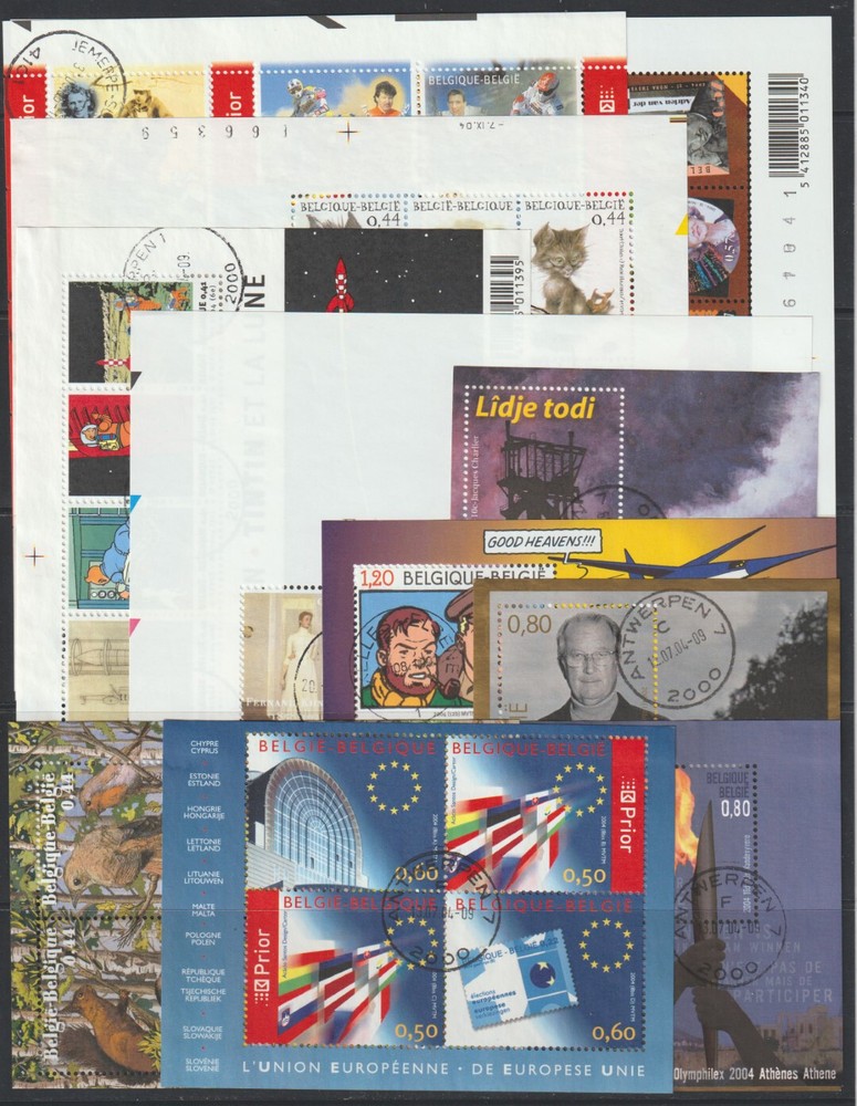 Belgium - Year set - 2004 - 84 stamps + 11 sheets - Used -