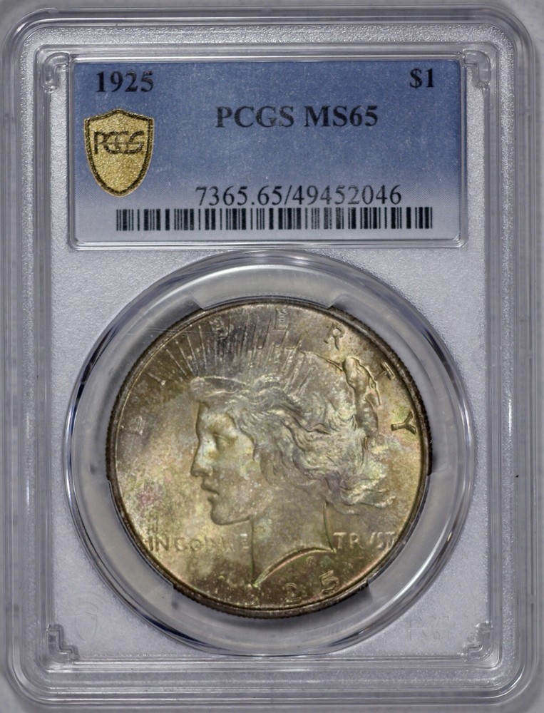 1925 Peace Silver $1 Dollar PCGS MS 65 Toned