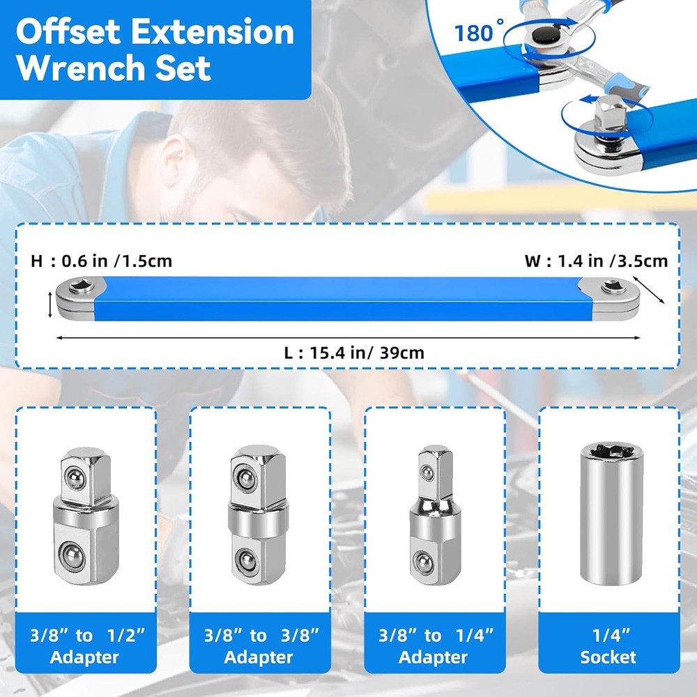Multifunctional Impact Resistant Offset Extension Wrench Tight Reach Extensions
