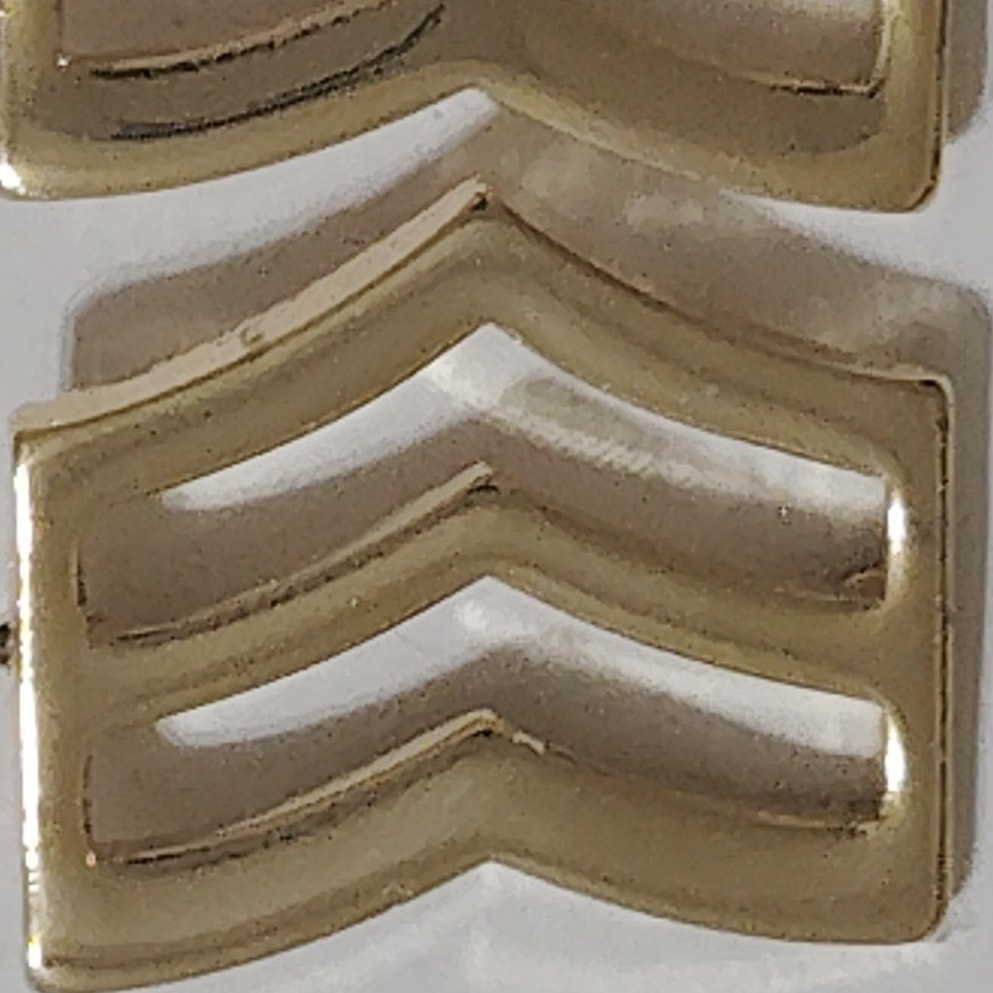 Sergeant Rank Chevron Collar Devices – Gold Finish – Pair