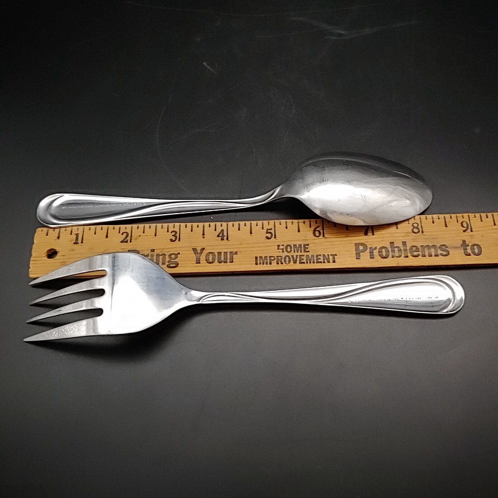 5pc Hampton Silversmiths Swirl Serving Set - Meat Forks, Slotted, Solid Spoon