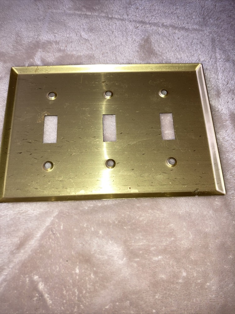 vintage brass switch cover three openings
