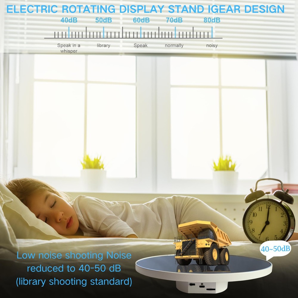 JAYEGT Motorized Rotating Display Stand, 10inch /11Lbs Load ,Mirror White