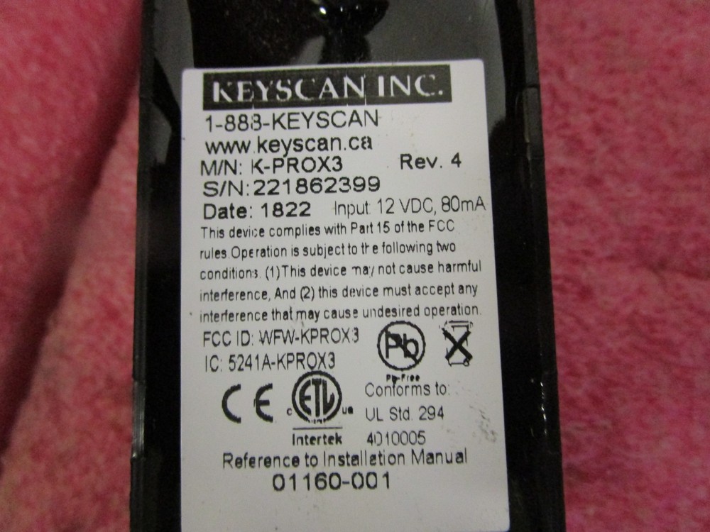 Keyscan K-PROX3 125KHZ READER ACCESS CONTROL KPROX3 Black - Used