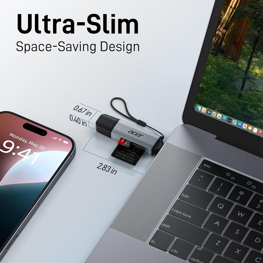 SD Card Reader USB C, Dual Slots USB 3.0 Type C to Micro SD Card Adapter, Memory