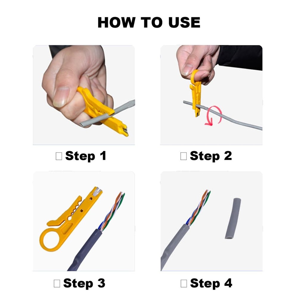 4 Pack Mini Wire Stripper Portable Crimping Tool Network Yellow