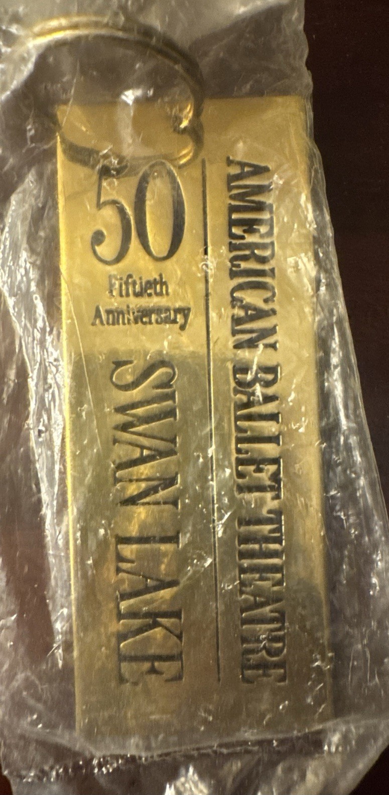American Ballet Theatre 50th Swan Lake Brass Ticket Keychain Vintage ABT