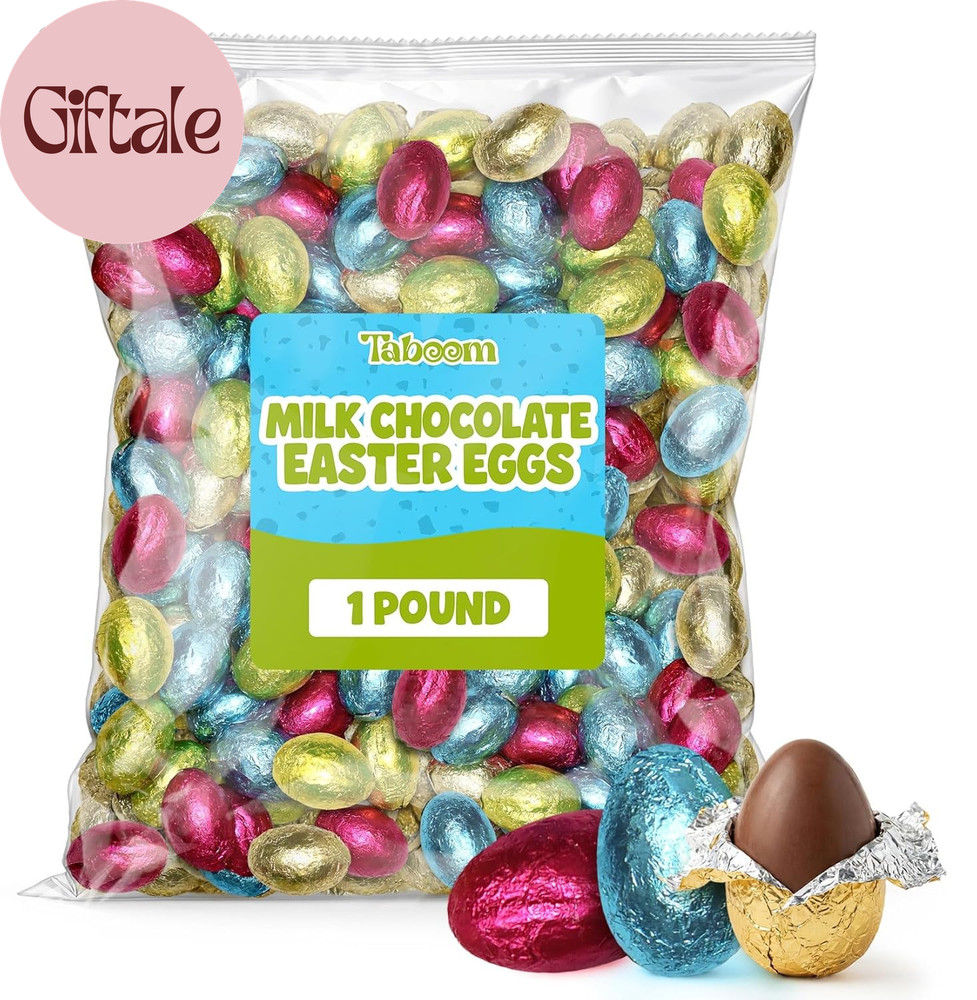 Milk Chocolate Easter Eggs Candy - Foil Wrapped Chocolate Candy Eggs for Easter