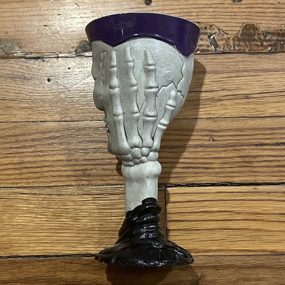 Skull Skeleton Goblet Cup With Skeleton Hand - Plastic Halloween Accessory