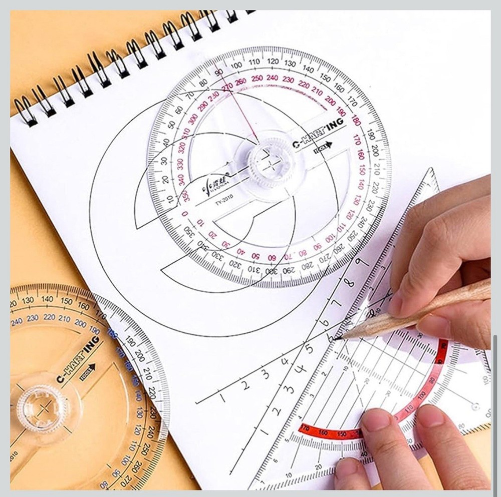 360° Protractor Pack of 2 Protactors Plastic Protractor Math Protractors Clea...