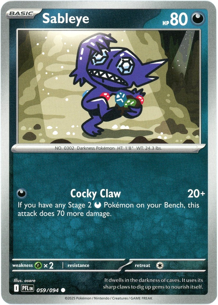 Sableye 059/094 - Phantasmal Flames - Common - NM/M