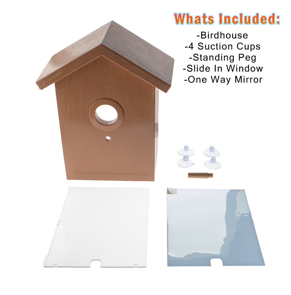 See Through Two way Mirrored Bird House Suction Cup Window Mounted Bird Nesting