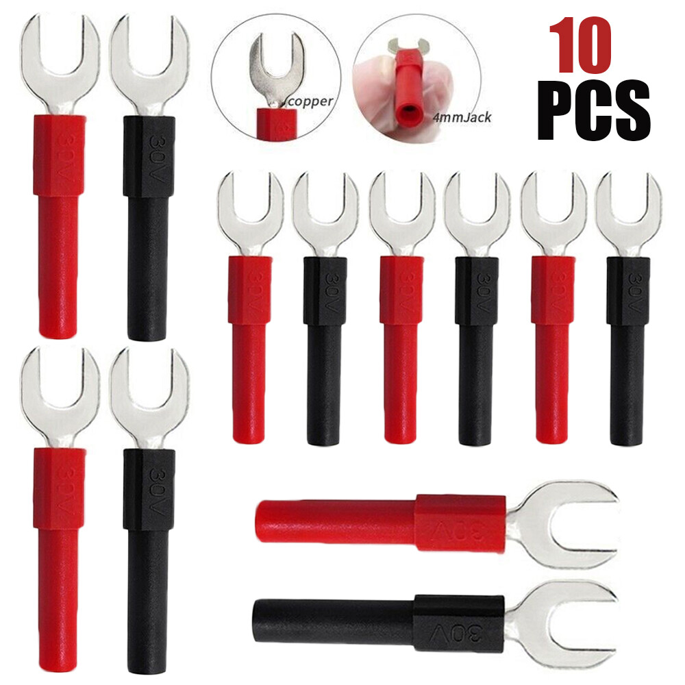 10PCS 36A 6mm Spade Plug Adapter Fork U&Y Type Connector for 4mm Banana Plug