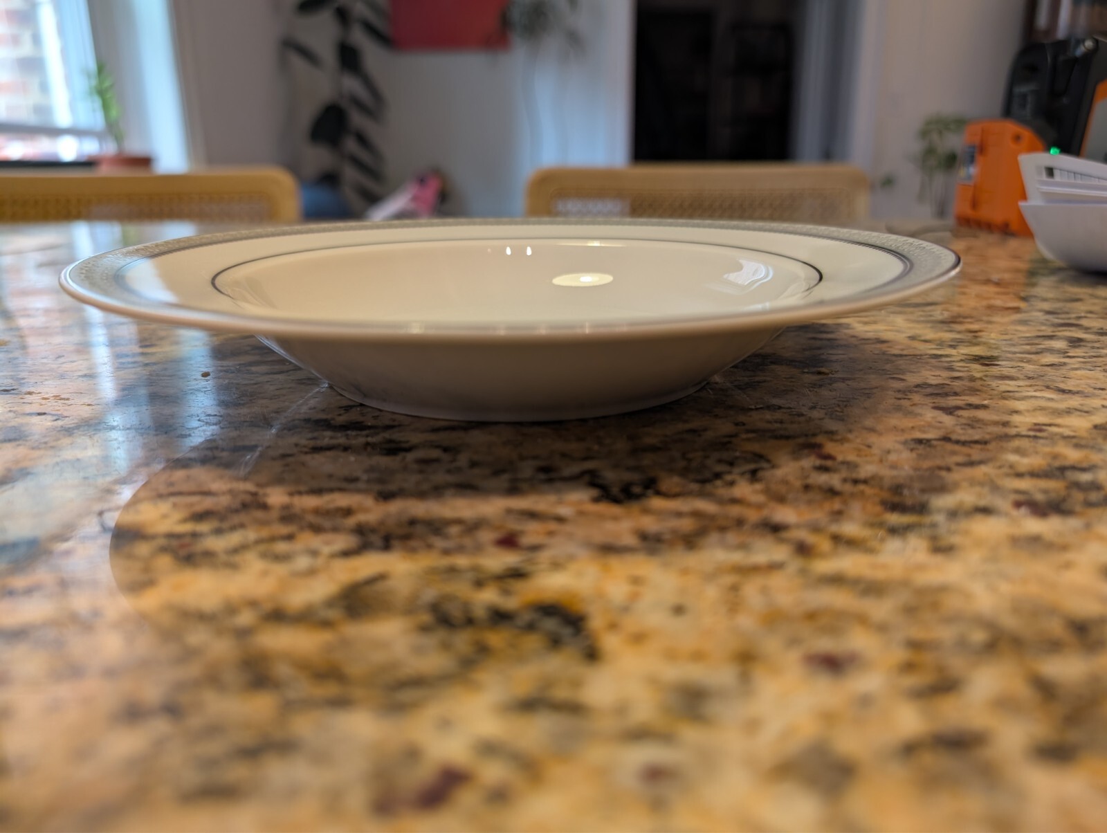 Mikasa Fine China Platinum Crown L3428 Rimmed Soup Bowls 8 1/2"