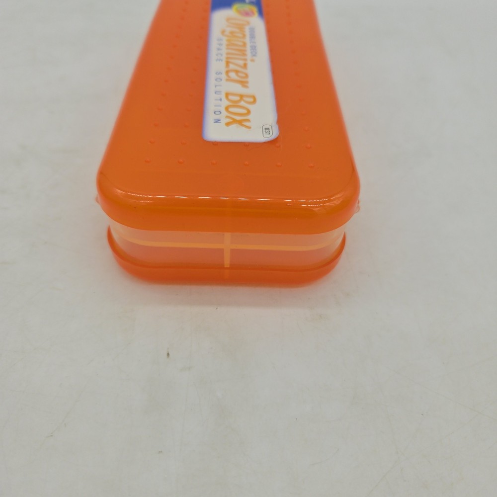 BAZIC Plastic Pencil Case 8" Double Deck Utility Storage Box, Organizer Orange