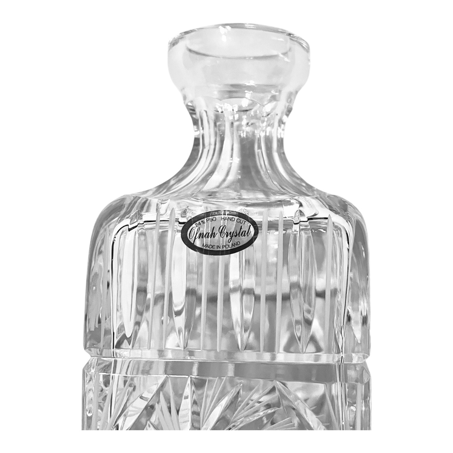 Ofnah Crystal Decanter Pinwheel Star Design Made in Poland Vintage 24%PbO