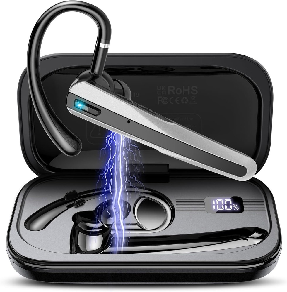 Single-Ear Wireless Headset with Active Noise Cancellation & Long Battery Life