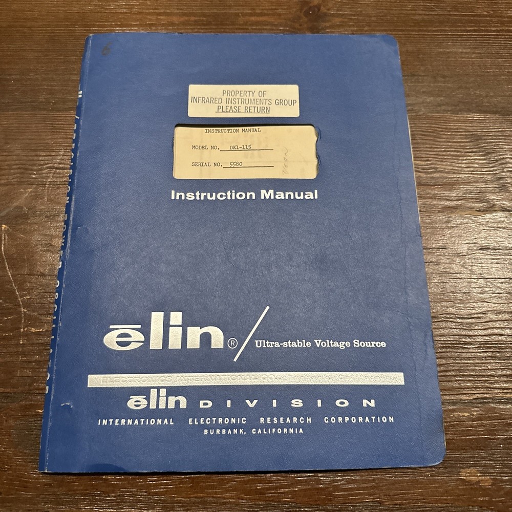 Elin Division Model DK1-115 Instruction Manual