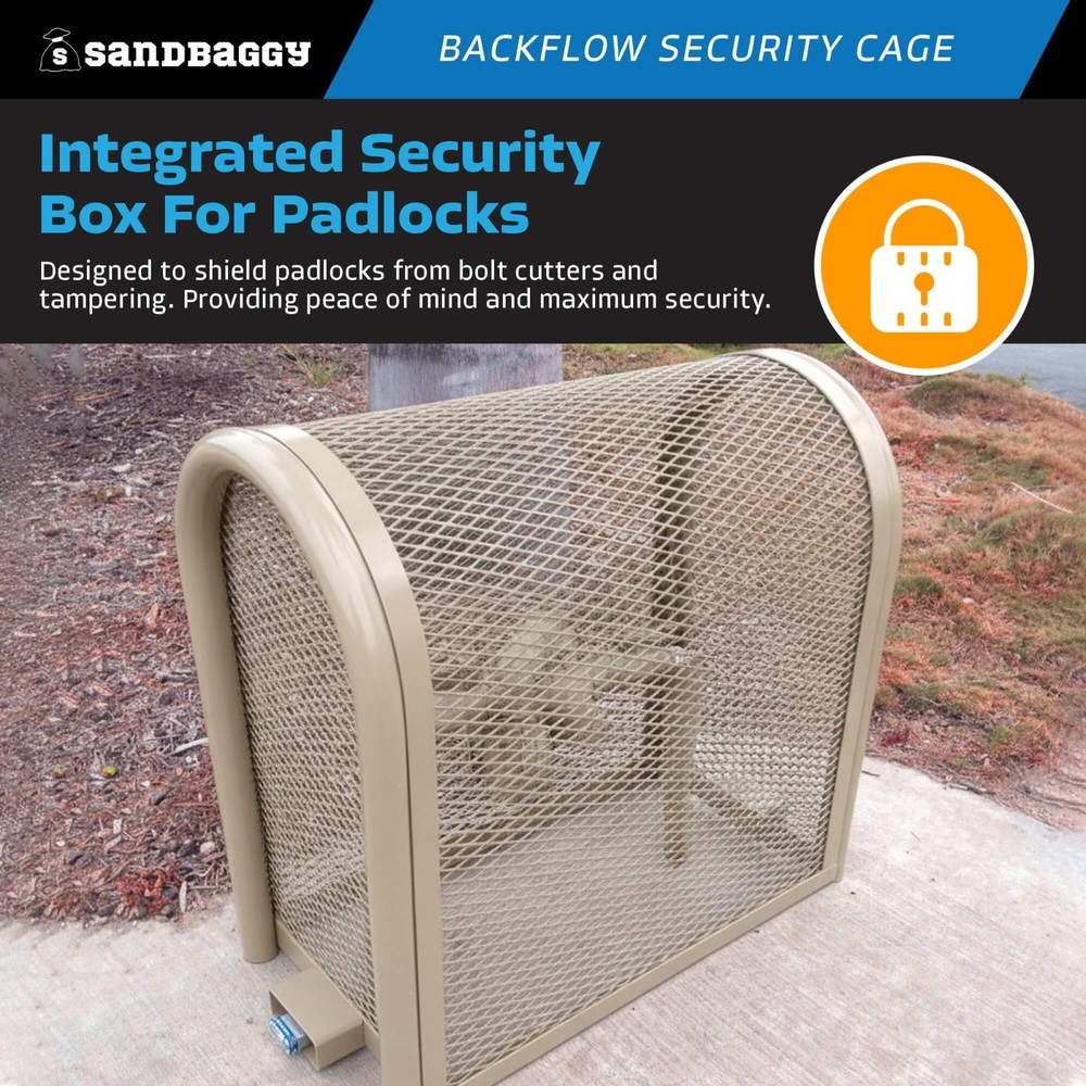 Backflow Security Cage – Backflow Preventer Enclosure (Tan, Medium) - Sandbaggy