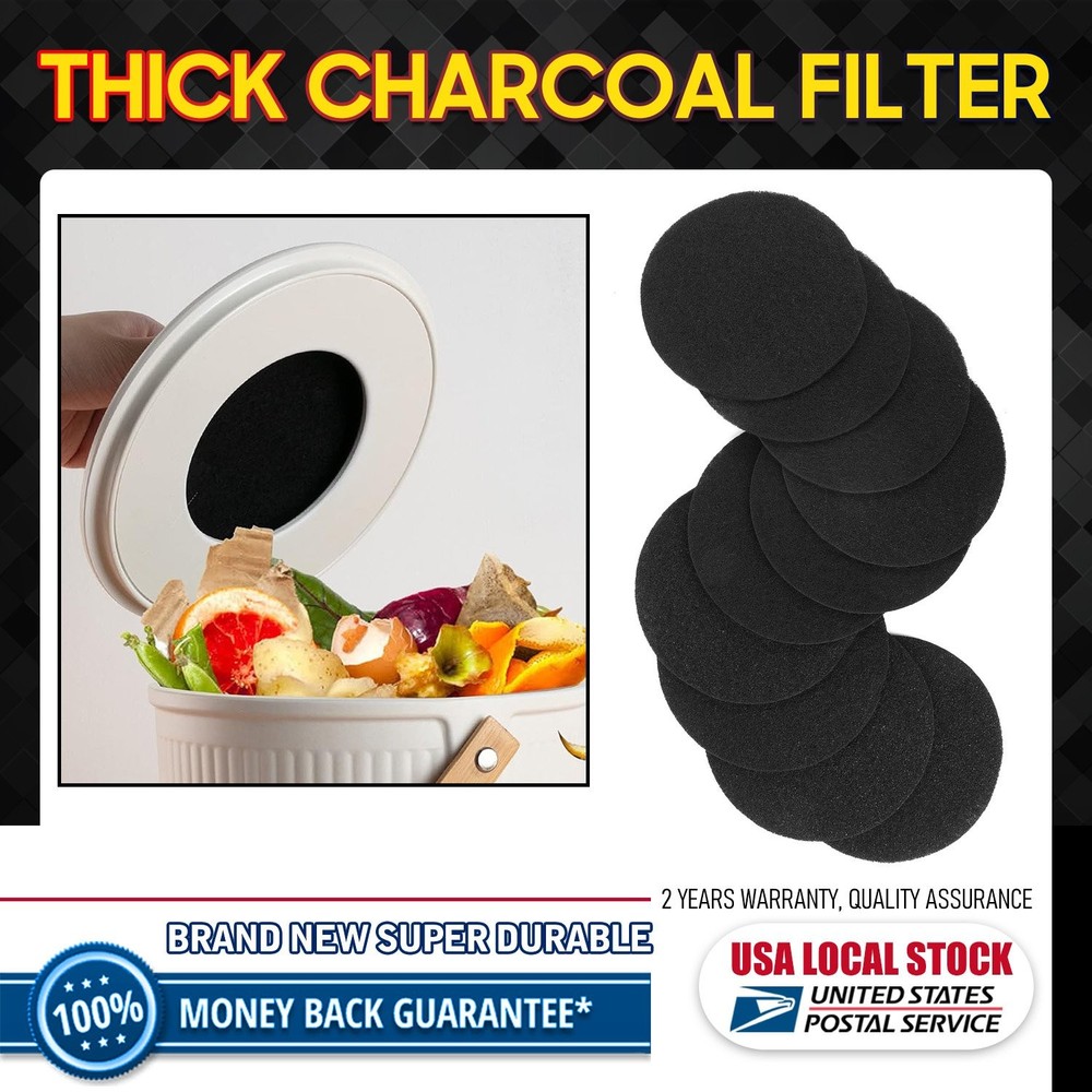 Charcoal Filter Replacements Kitchen Compost Bin Round 6.7" 0.4" Thick 10 Pcs