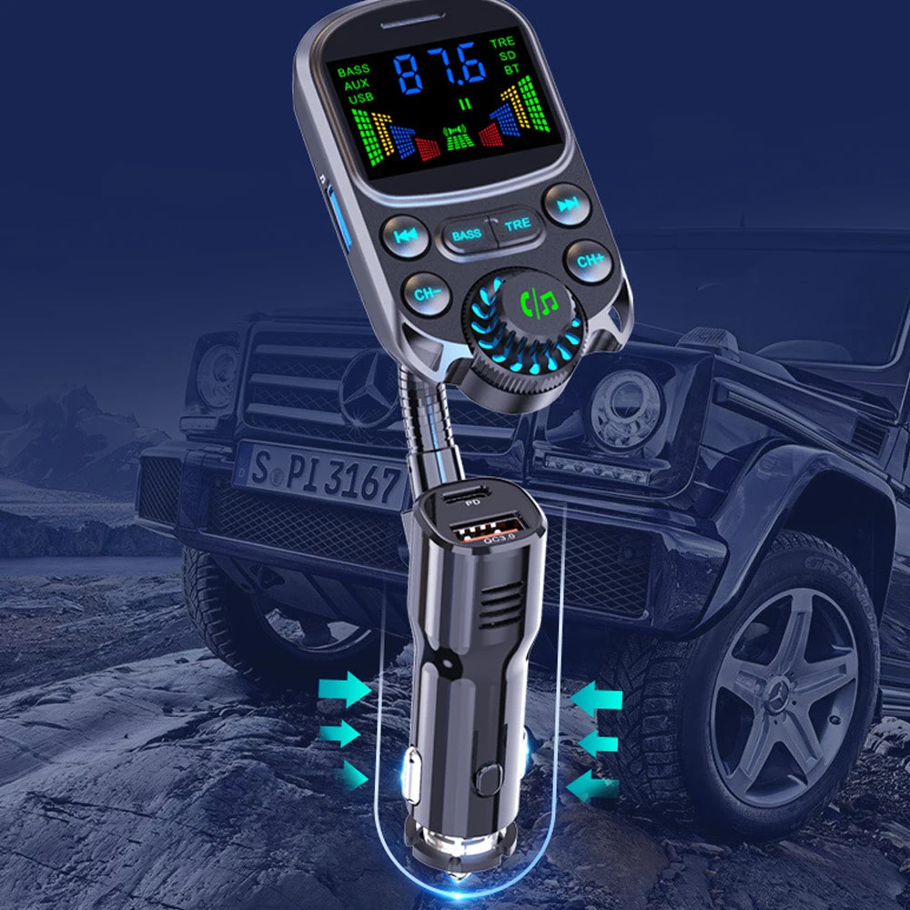 Bluetooth-compatible Car Kit Cigarette Lighter Handsfree FM Transmitter AUX Audi