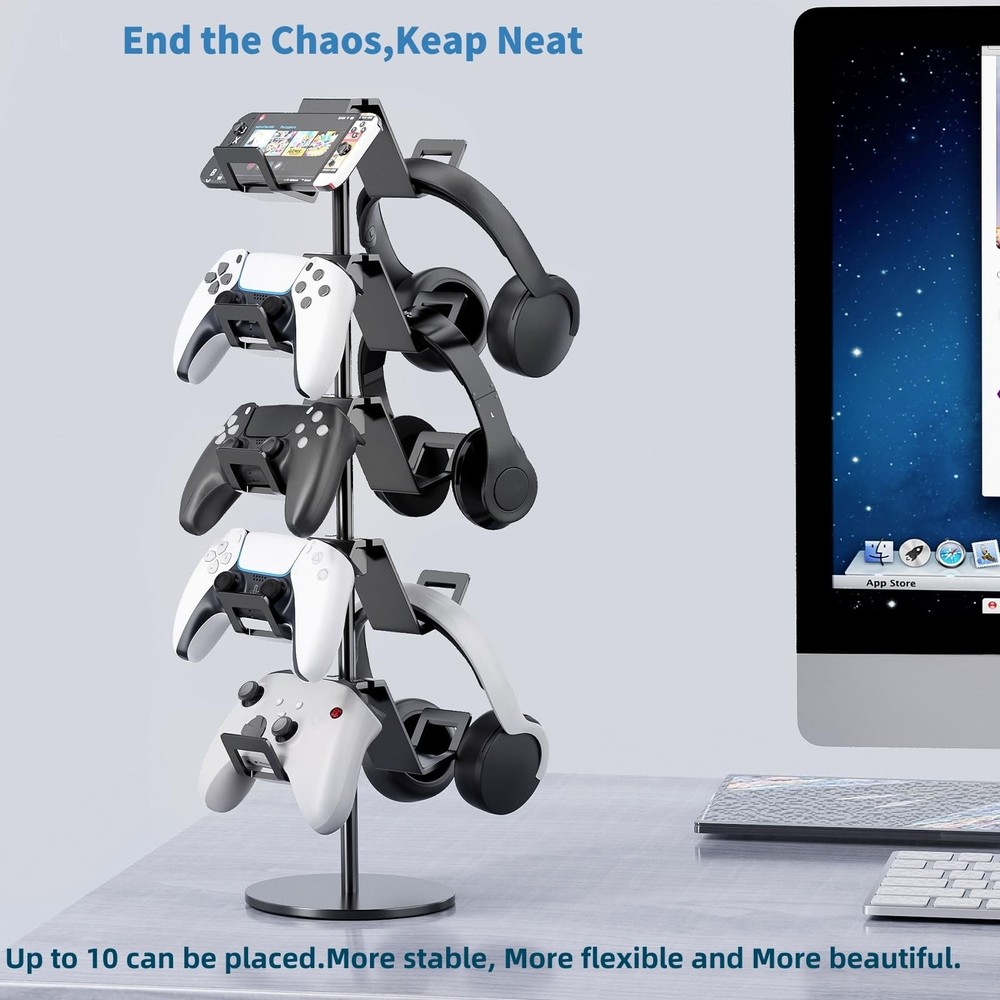 Controller Stand,5 Tier Controller Headphone Holder for Universal Headsets an...