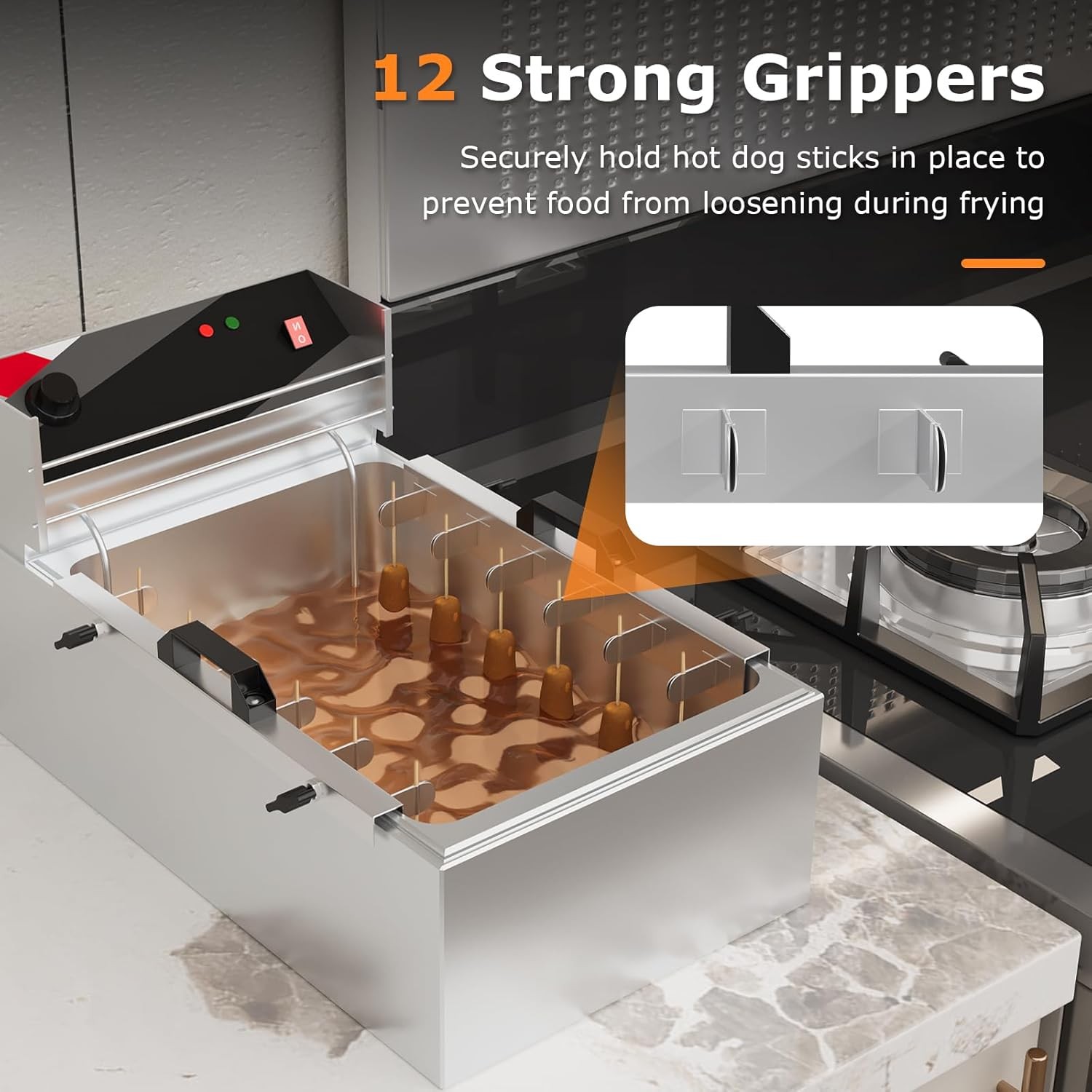 Corn Dog Clips for Fryer, with Handle, Fit for Most Deep Fryers, 2 Pack