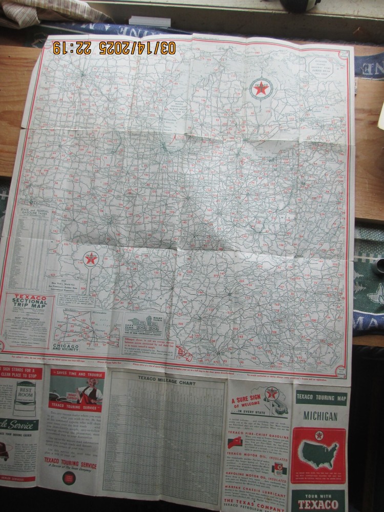 Michigan texaco touring map 1938
