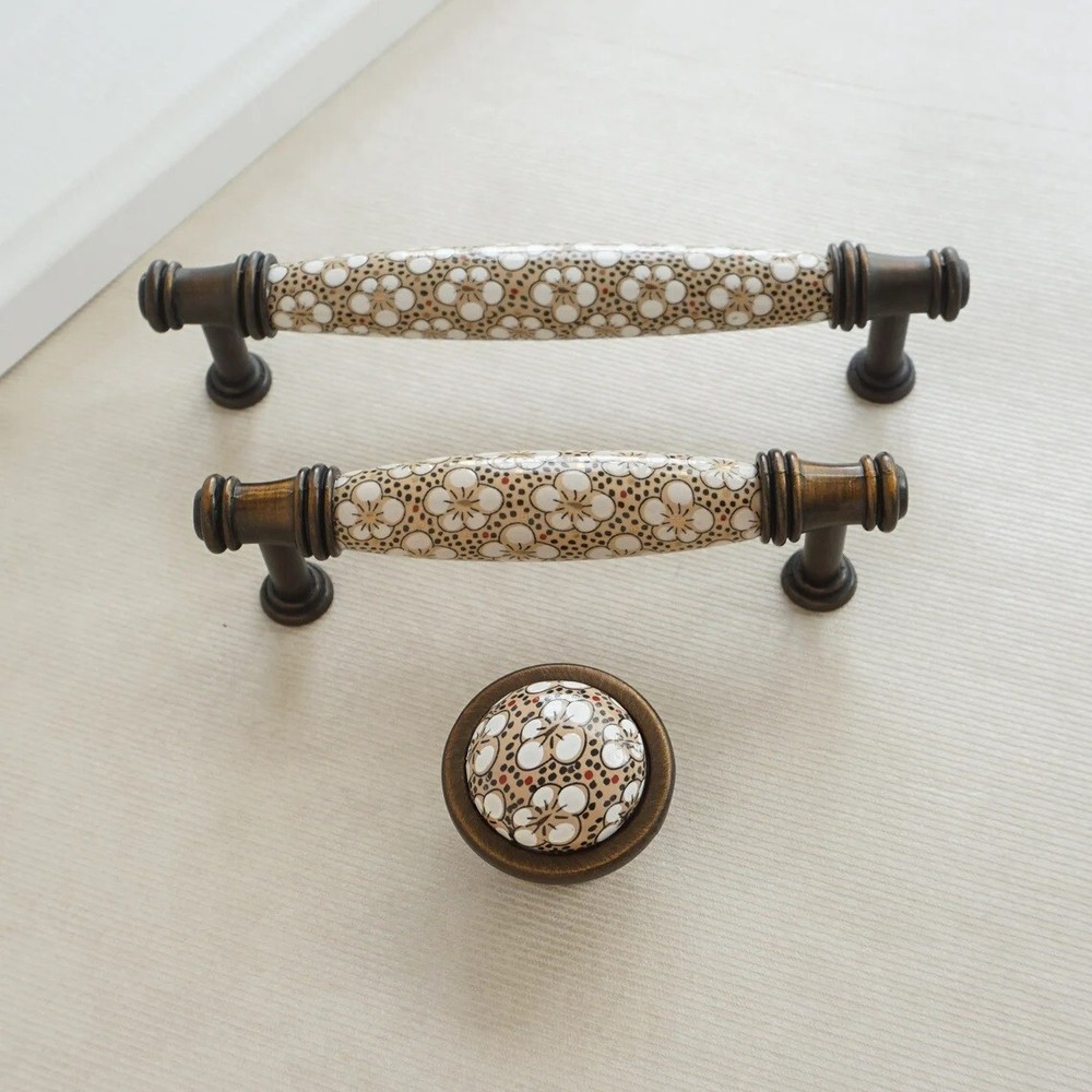 3.78'' 5.0" Ceramic Kitchen Handle Cabinet Pull Rural Chic Dresser Drawer Pull