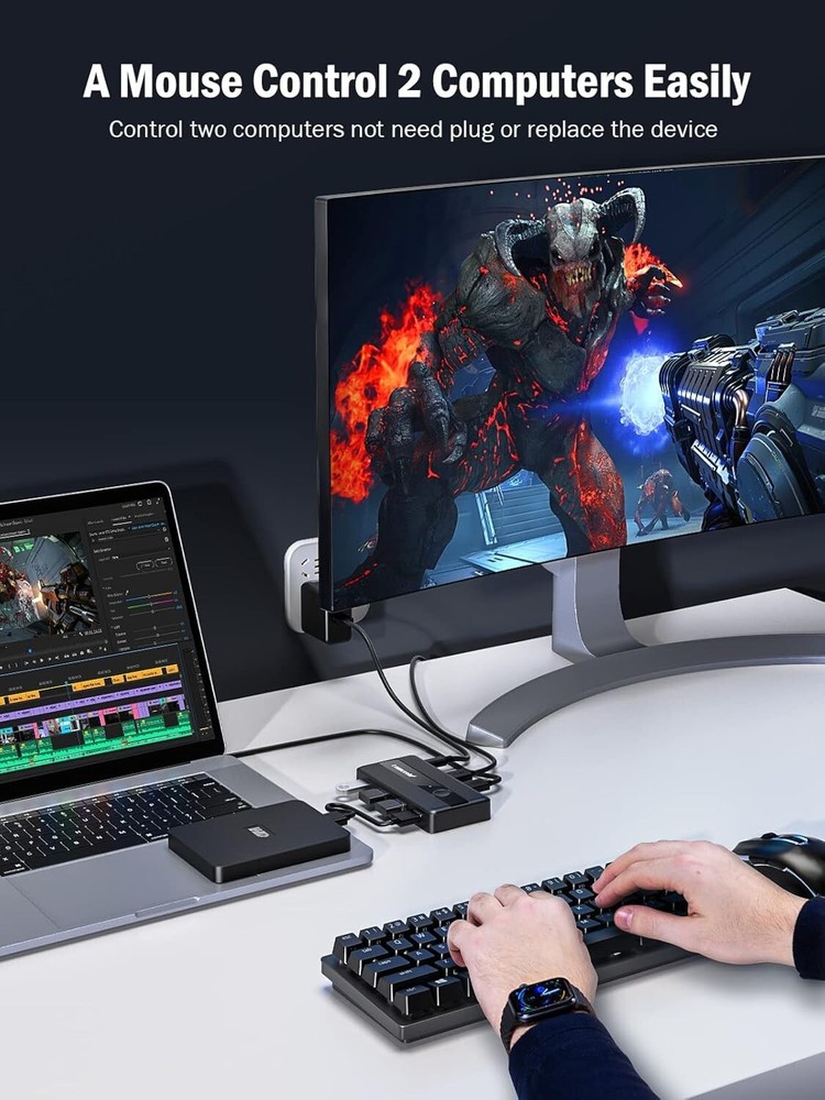 USB 3.0 Switch Selector 2 Computer Sharing 4 Devices Peripheral KVM Switcher Box