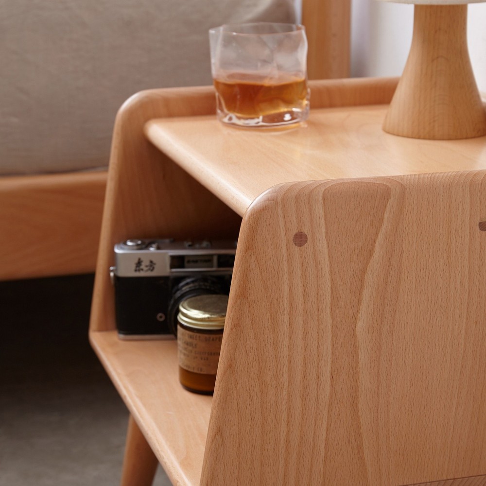 Modern Solid Wood Simple Nightstand Bedside Cabinet Side End Table with Storage