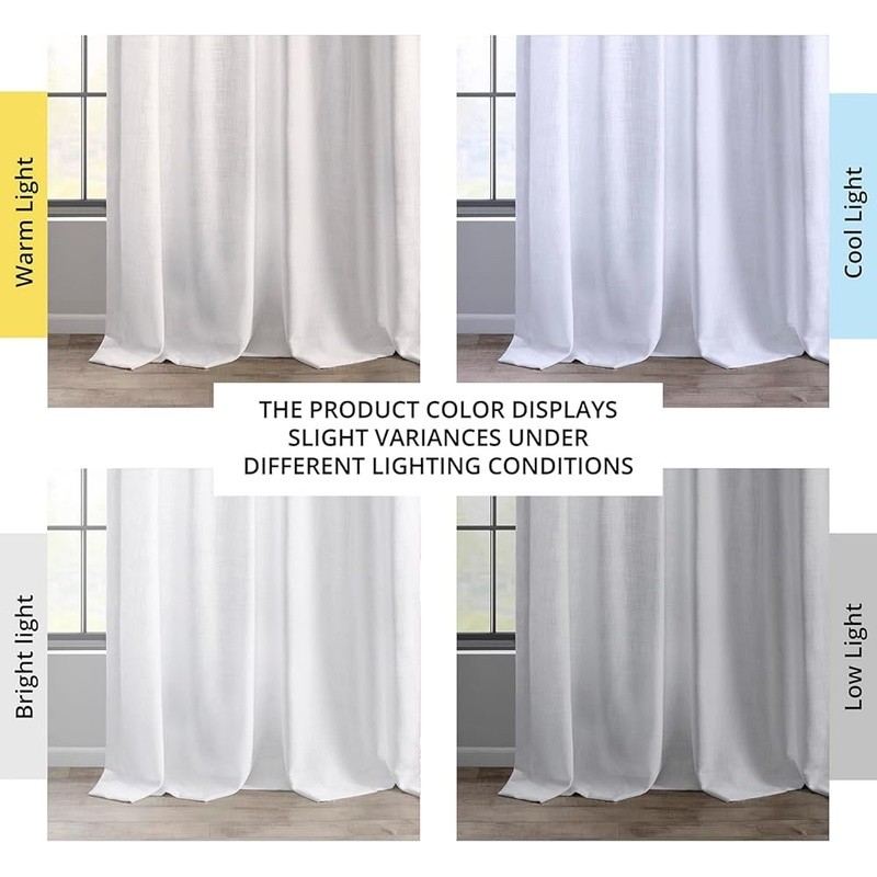 Linen Light Filtering Curtain Panel Versatile Hanging Methods Dry Clean Only New
