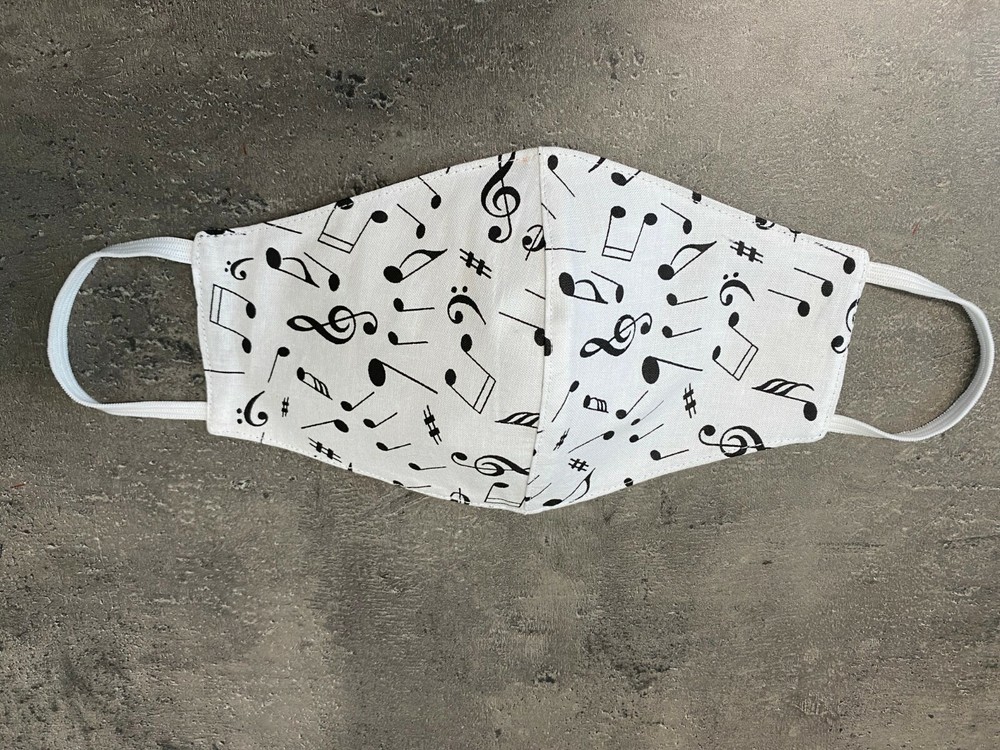 Reversible/Reusable 2-in-1 Two Way Musical Notes Face mask Black & White 