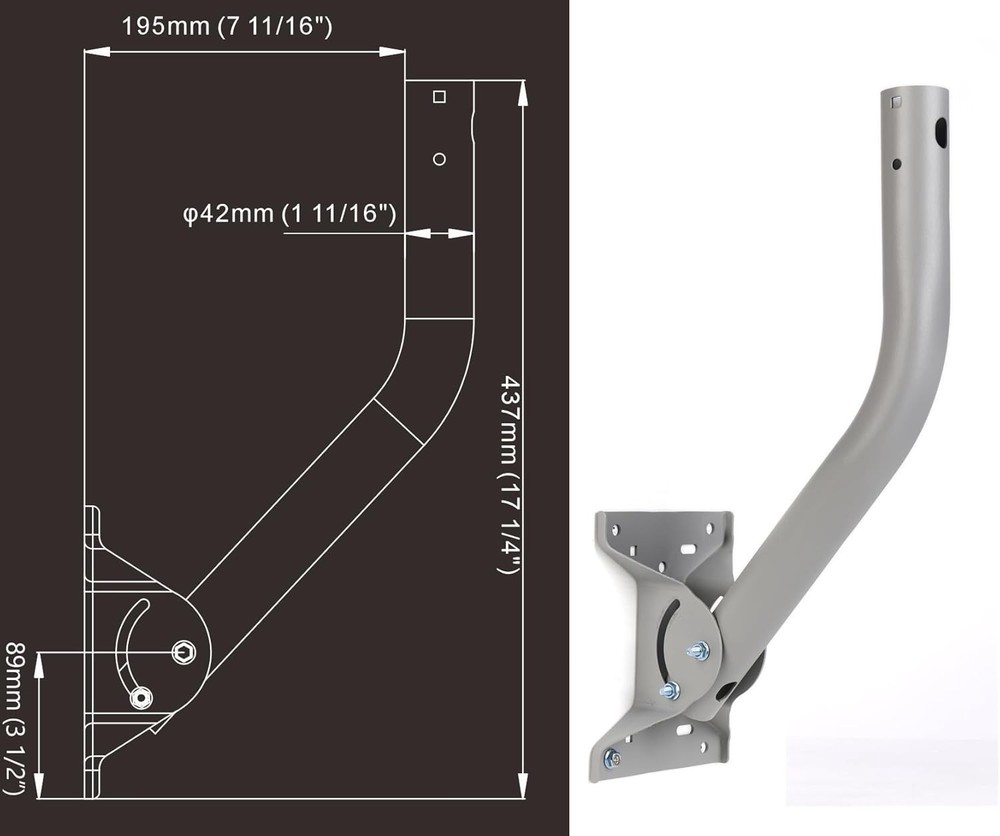 Universal Adjustable Antenna Mount - 17.25" Heavy Duty Wall & Pole Installation