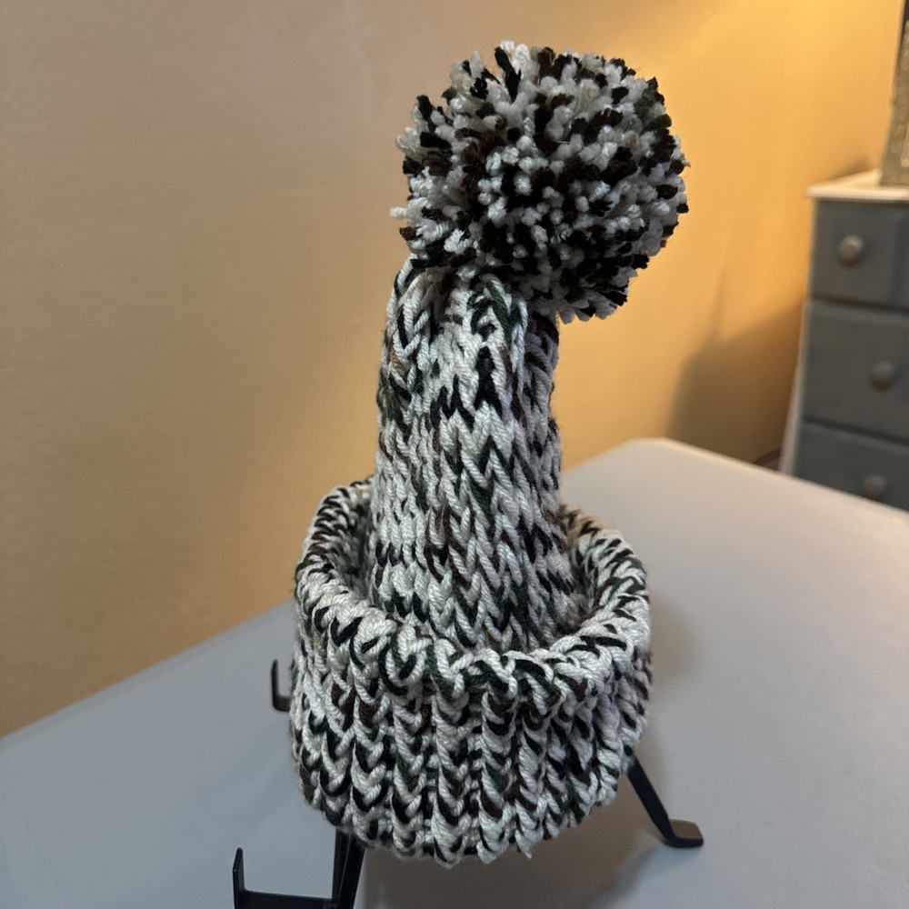 Hand Made Crochet Two Toned Stocking Hat With Pom Pom