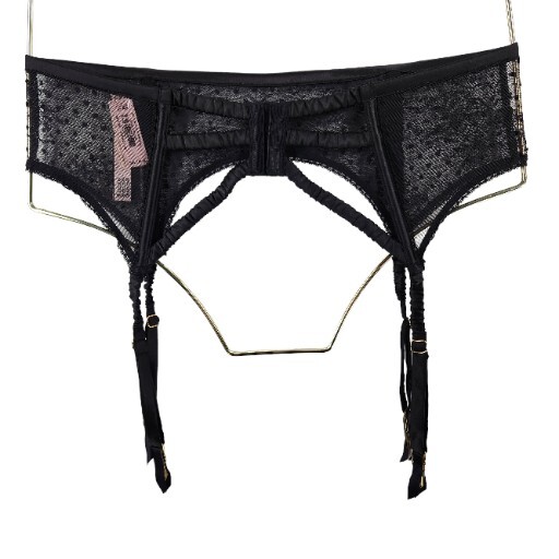 VICTORIA'S SECRET Dream Angels Black Floral Lace Garter Belt Womens M-L NEW