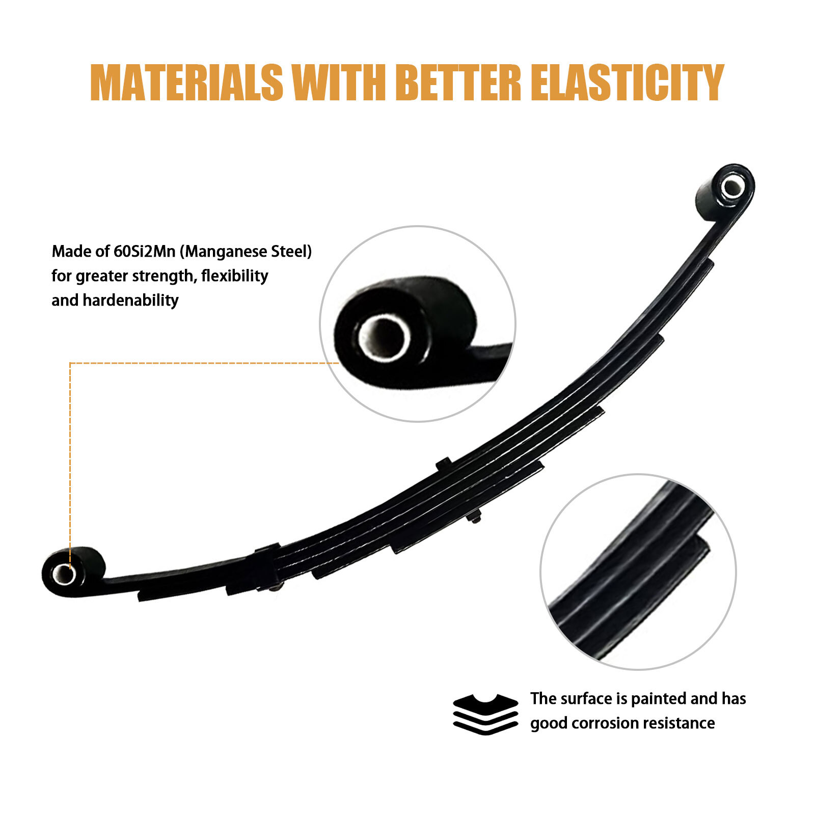 For 6000lb 6K Tandem Trailer Axle Suspension 5 Leaf Springs U-bolt + Hanger Kit