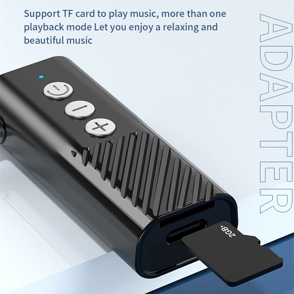 3-in-1 Wireless Bluetooth 5.3 Transmitter Receiver Adapter Audio Black ABS