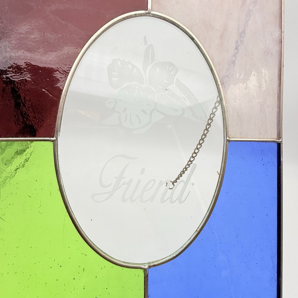 “Friend” Rectangular Stained Glass Suncatcher