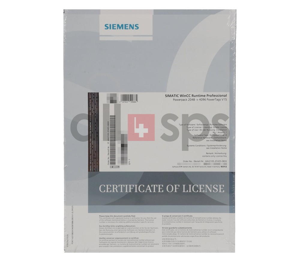 SIMATIC WINCC RUNTIME PROFESSIONAL V15 - 6AV2105-2FH05-0BD0 (NS)