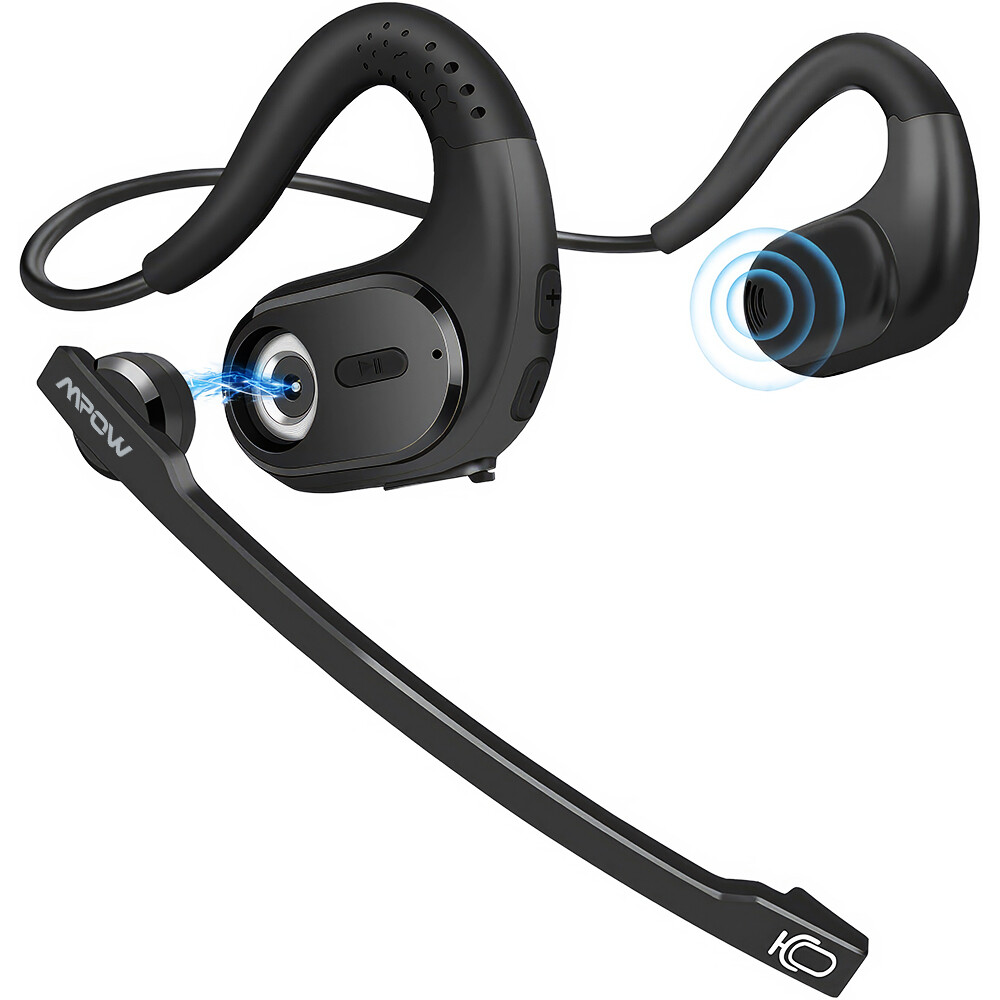 MPOW Bluetooth Headset with Removable Microphone Noise Cancelling For Phones PC