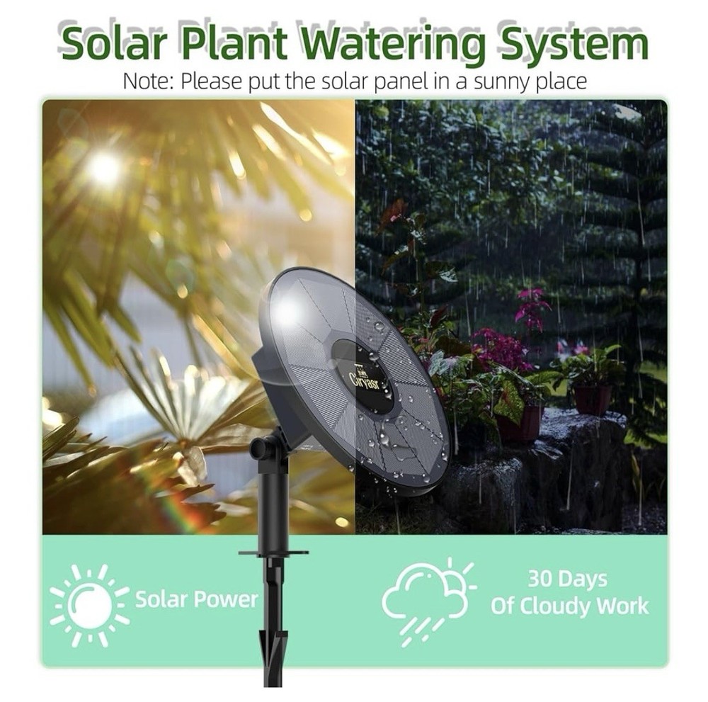 Solar Drip Irrigation System, Automatic Watering, Timer, 15 Zones, Potted Plants