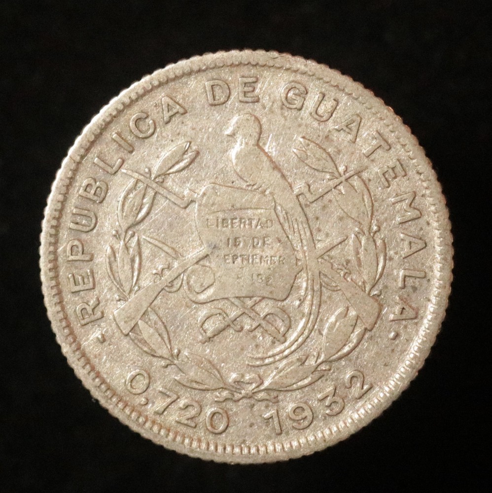 Guatemala 1932 10 Centavos - Silver