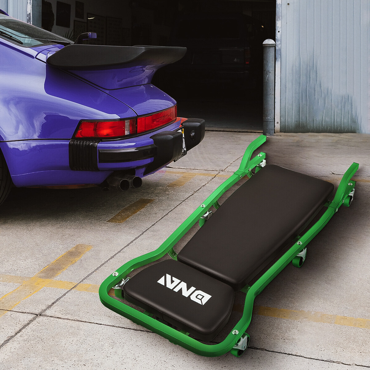 43" 2 IN 1 Mechanic 3-Level Adjustable Rolling Auto Garage/ Shop Creeper Green