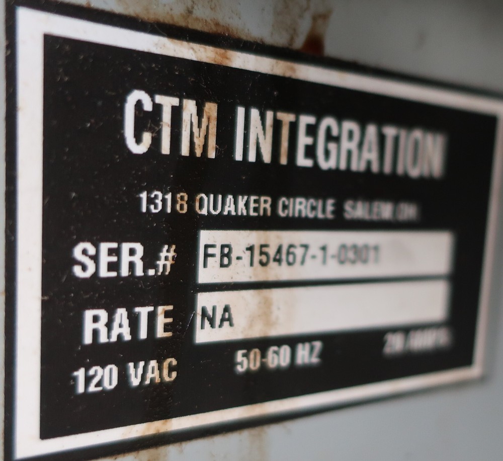 CTM Integration Front and Back Bottle Labeling System FB 15467-1-0301 Used
