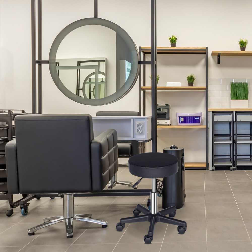 Round Stool Plastic Arch Feet Rotation Bar Stool Black