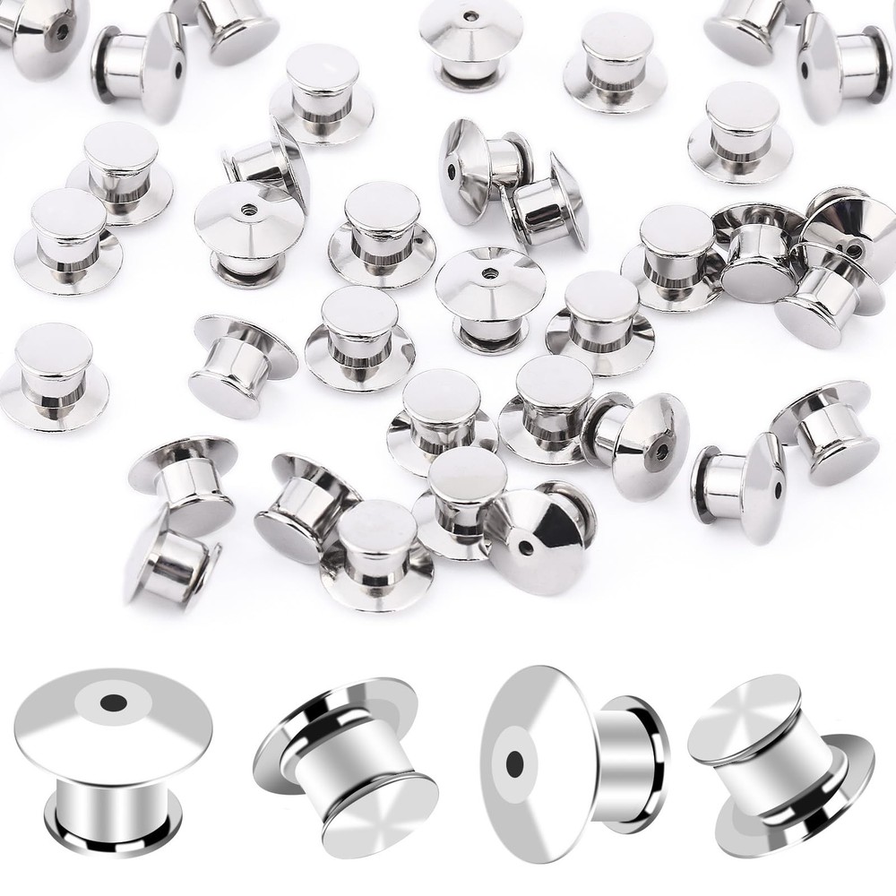 DECYOOL 100PCS Metal Locking Pin Backs, Pin Keepers Clasp Pin Backs Locking Buck
