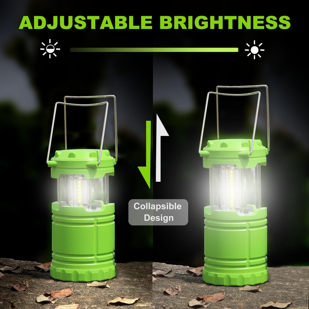SEAMAGIC 2-Pack LED Green Camping Lanterns, Portable Lights,